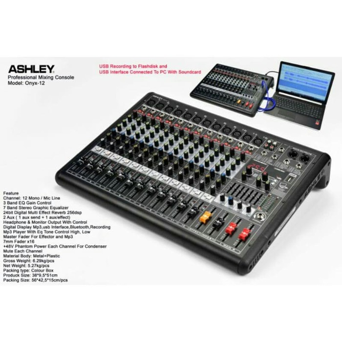 Ashley Mixer Audio Ashley Onyx12 Mixer Ashley 12 Channel Onyx 12 Audio Mixer Ashley ONYX12 Mixer12Ch