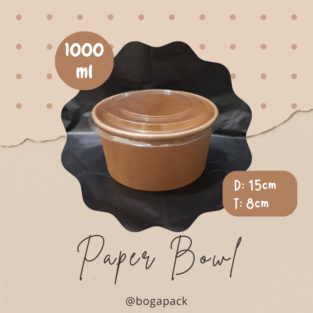 Paper Salad Bowl 1000ml / Paper Bowl Brown Kraft / Mangkuk Kertas / Rice Bowl Packaging / Packaging 