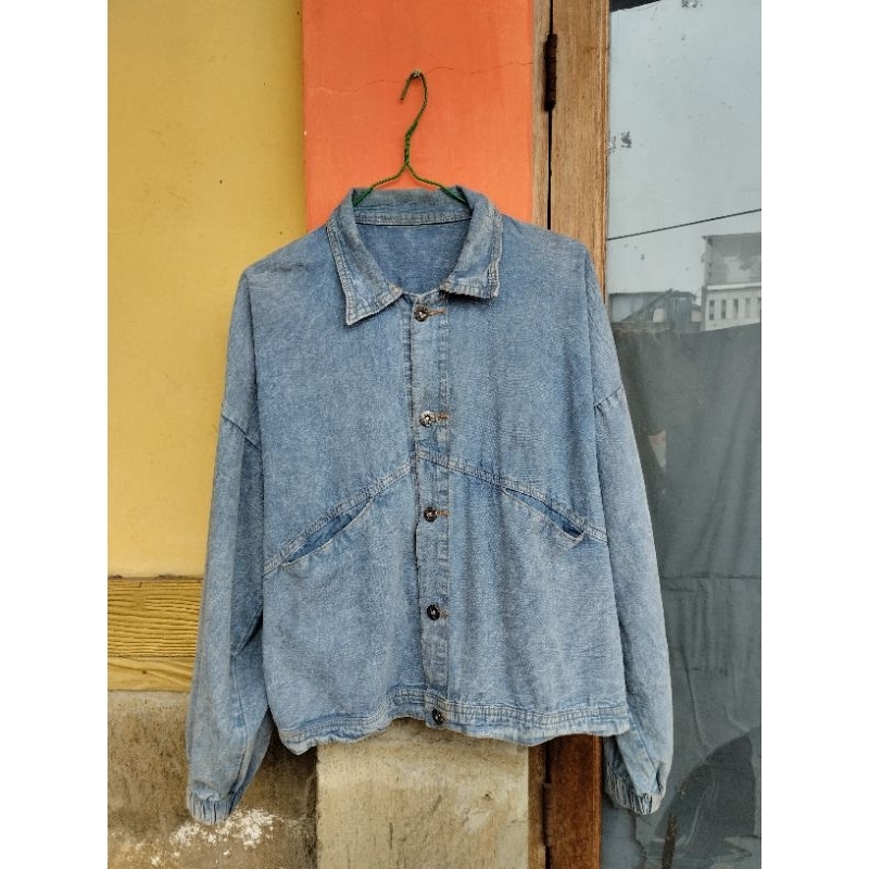 jaket jeans oversize wanita