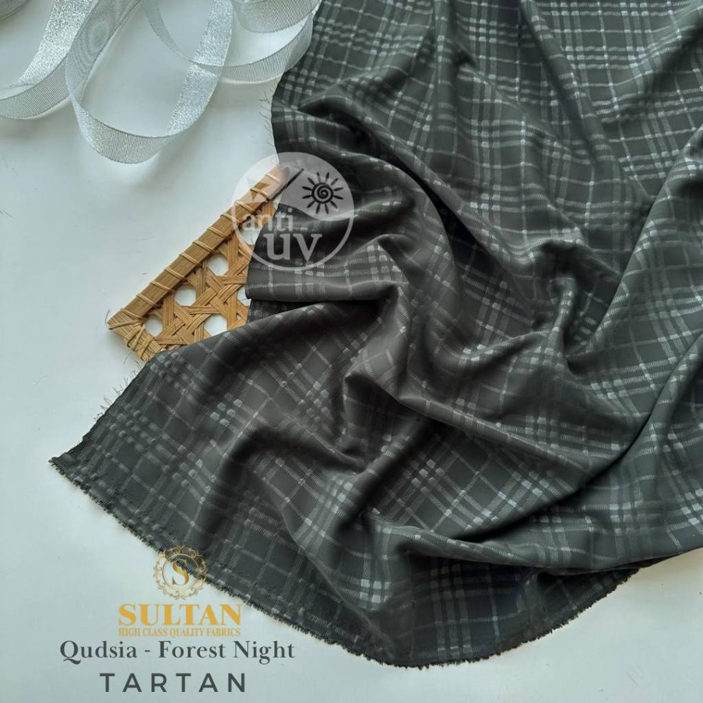 Kain Abaya Sultan Qudsia Anti Uv Emboss Tartan