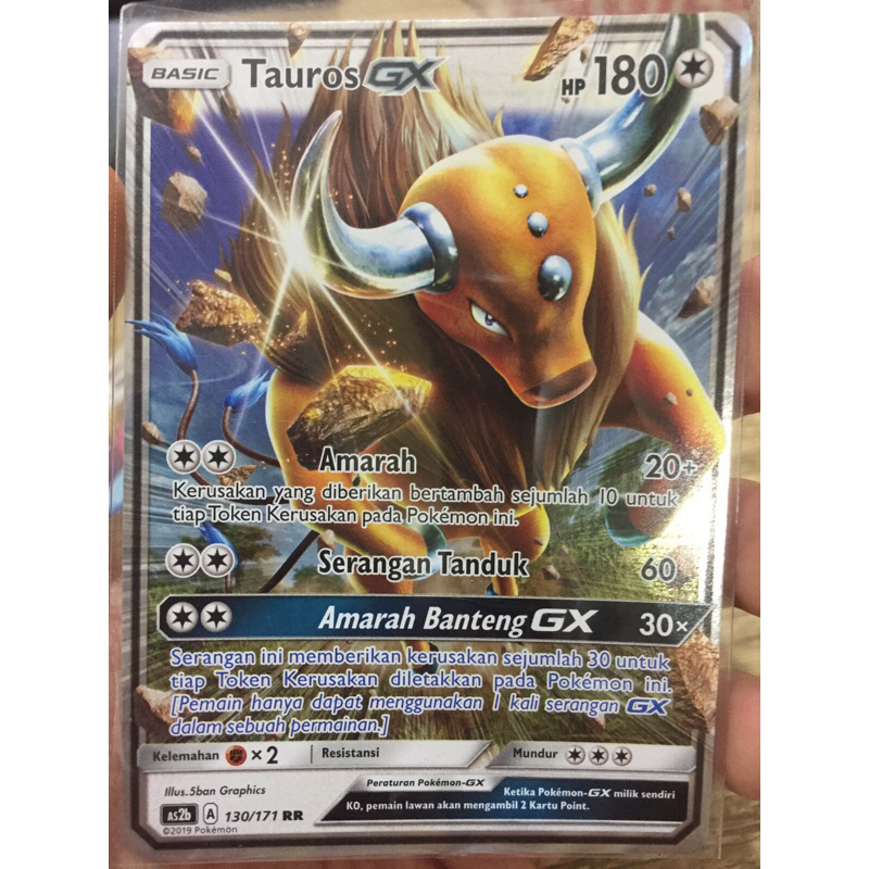 KARTU POKEMON TAUROS GX RR INDONESIA HOLO