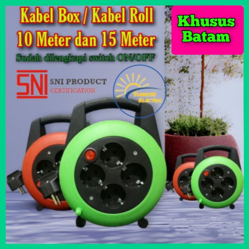 kabel roll listrik/cok listrik roll  kabel 10meter,15meter STOP KONTAK ROLL/stopkontak bulat(Batam a