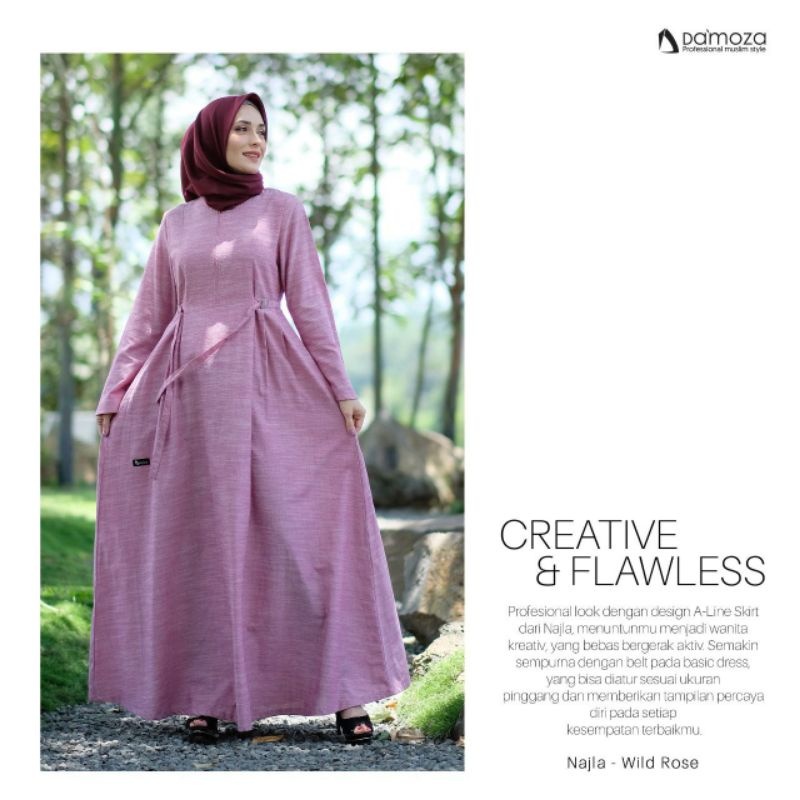 Gamis DAMOZA NAJLA ROSE 3XL - Gamis Katun Premium Casual ORI DAMOZA - CUCI GUDANG
