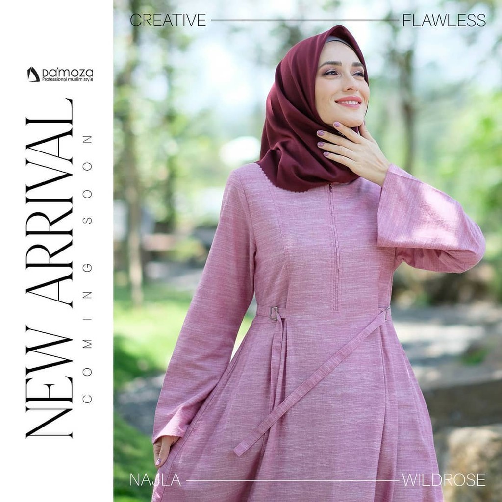 ES - (COD) DAMOZA NAJLA ROSE 3XL - Gamis Katun Premium Casual ORI DAMOZA - CUCI GUDANG