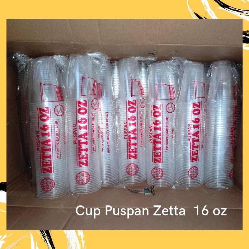 GELAS CUP PLASTIK PUSPAN ZETTA 16 OZ DATAR / CUP SEALER PUSPAN ZETTA 16 OZ