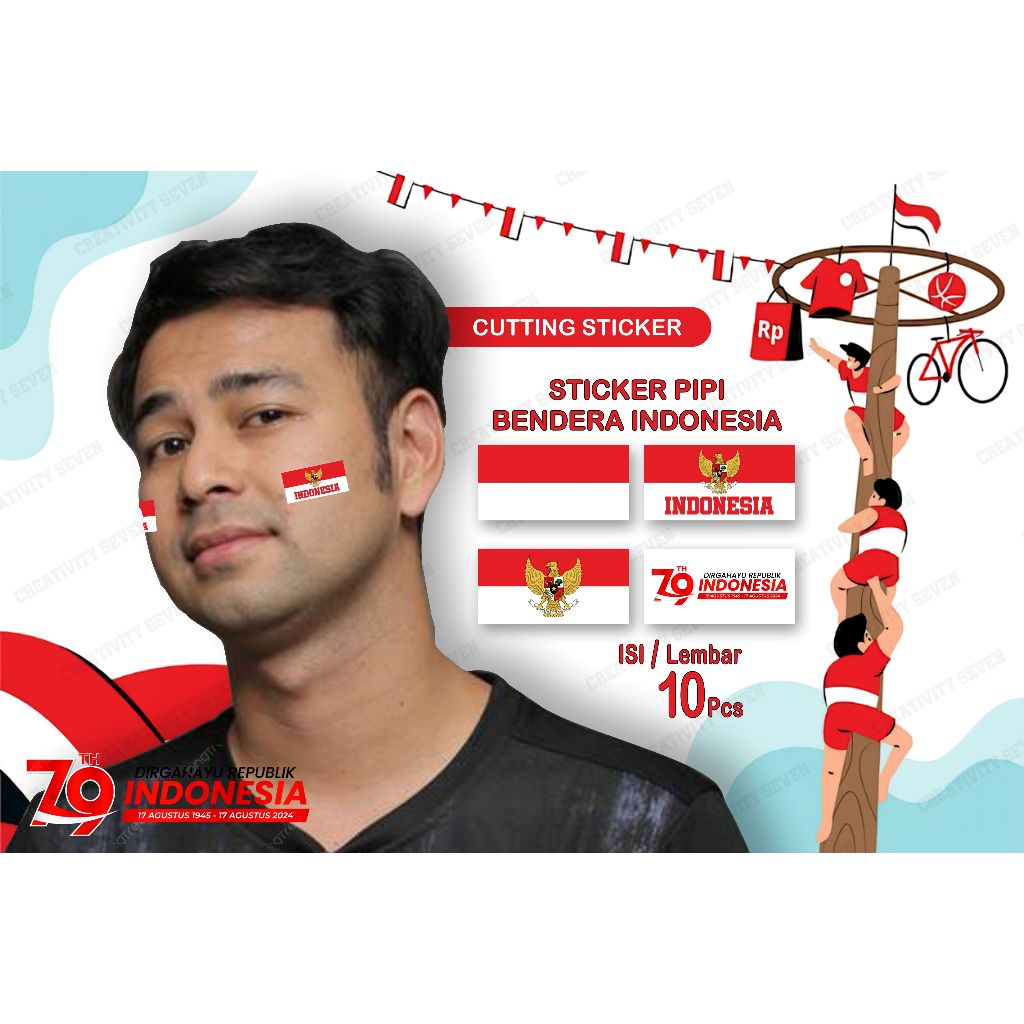 

Sticker Pipi Indonesia Aksesoris kegiatan kemerdekaan - Sticker aksesoris muka untuk mendukung indonesia