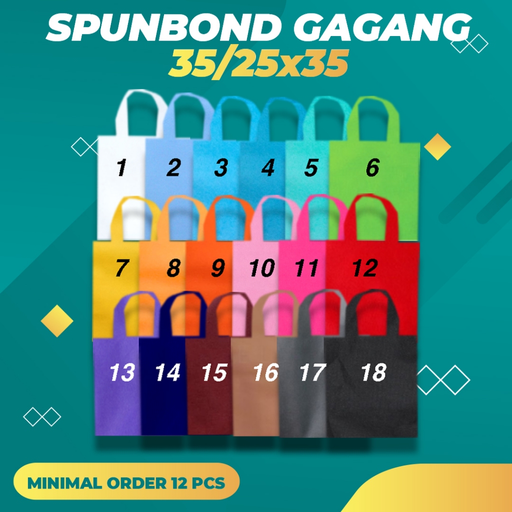 

Spunbond Gagang Ukuran 35/25x35 Polos Goodie bag Handle Spunbond Polos Ramah Lingkungan