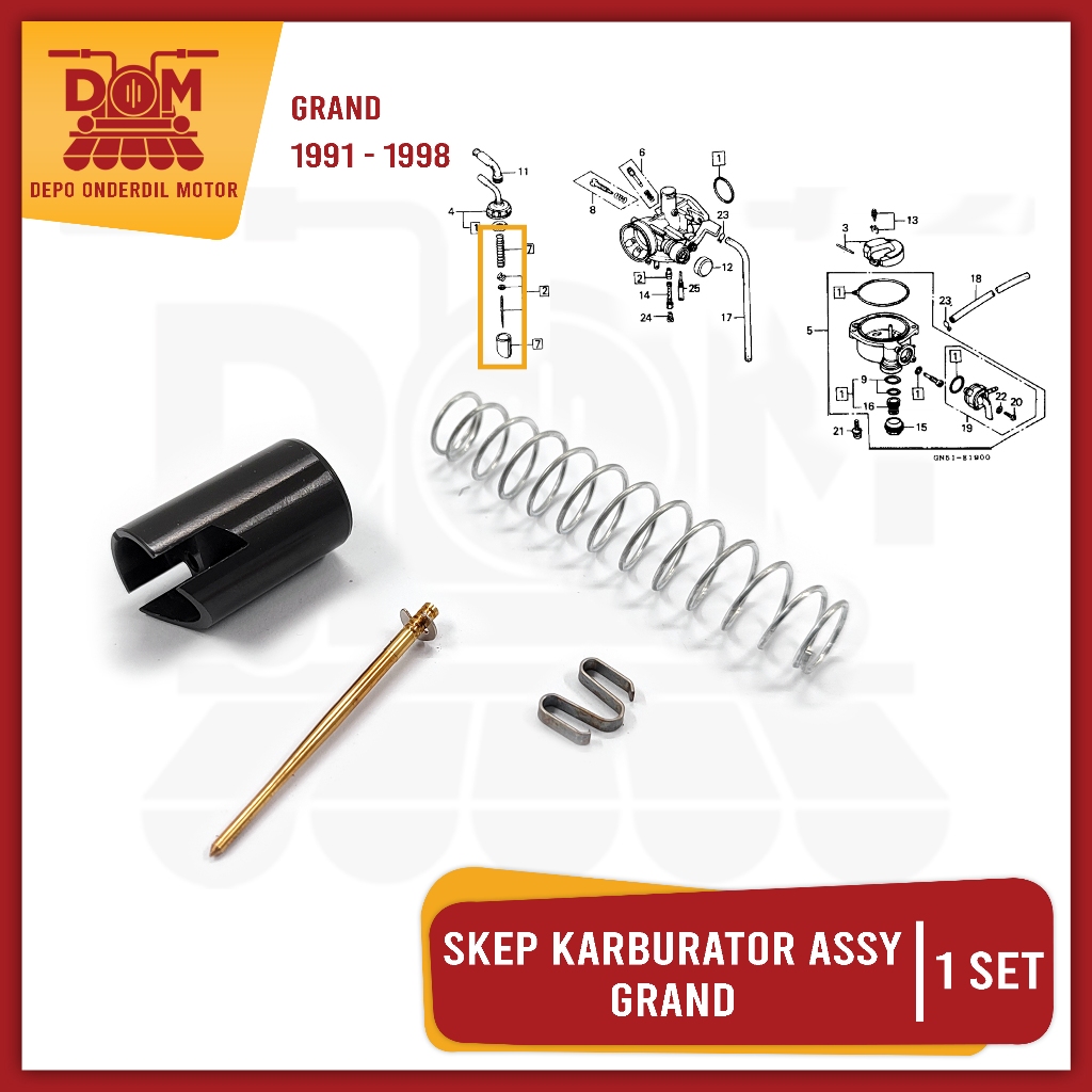Skep Karburator Assy Grand (TOKAIDO) Sekep Karbu Komplit Set Piston Katup Gas Honda Legenda Supra