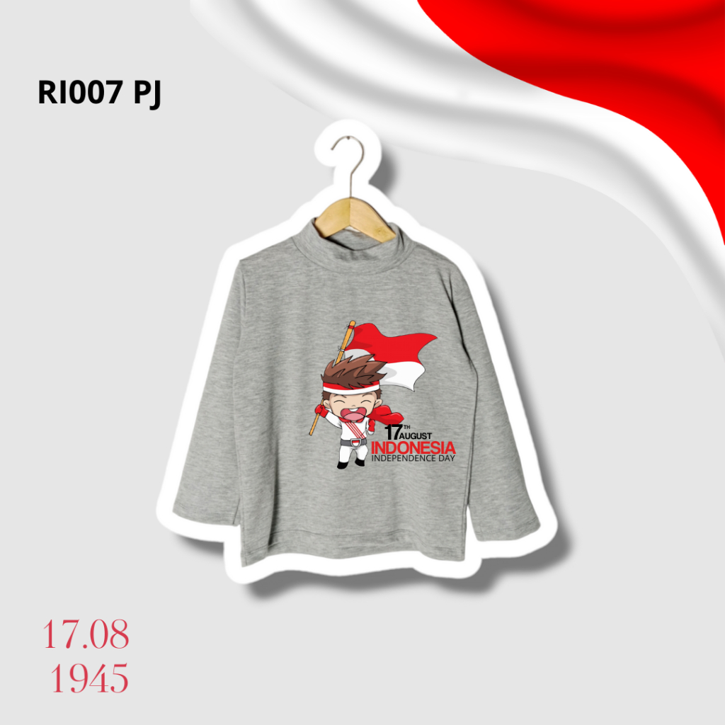 RI007 Atasan Lengan Panjang Turtle Neck - Baju Atasan Kaos Top Hijab Anak Perempuan Laki-laki Kerah 