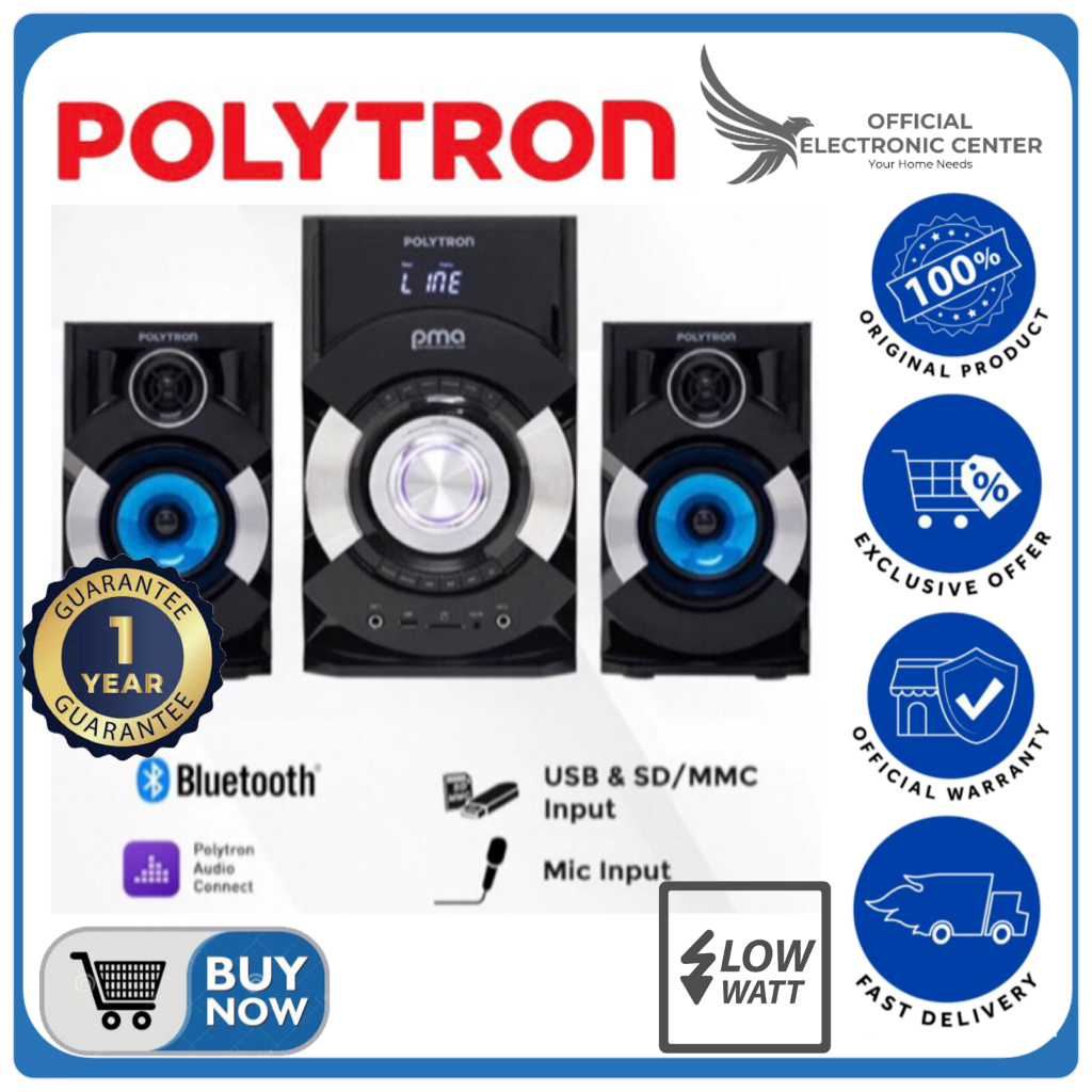 SPEAKER POLYTRON PMA9527 PMA-9527 PMA9527 SUPER BASS USB BLUETOOH POLYTRON SPEAKER LOW WATT