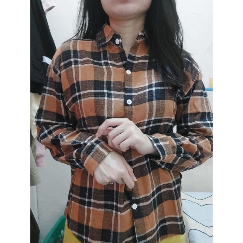 Janson Oversize Shirt Premium Cotton Kemeja Wanita Kotak kotak Bahan Super Adem | Audrey Flanel Impo
