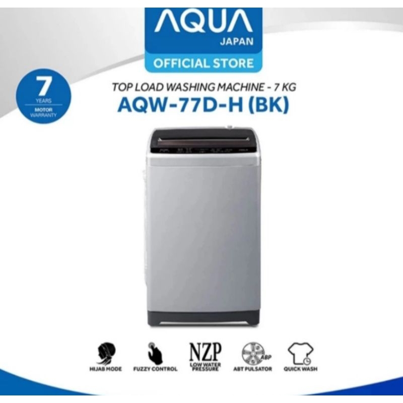 Mesin Cuci AQUA AQW-77D-H BK | Top load 7kg AQW77DH AQW77D 77 loading