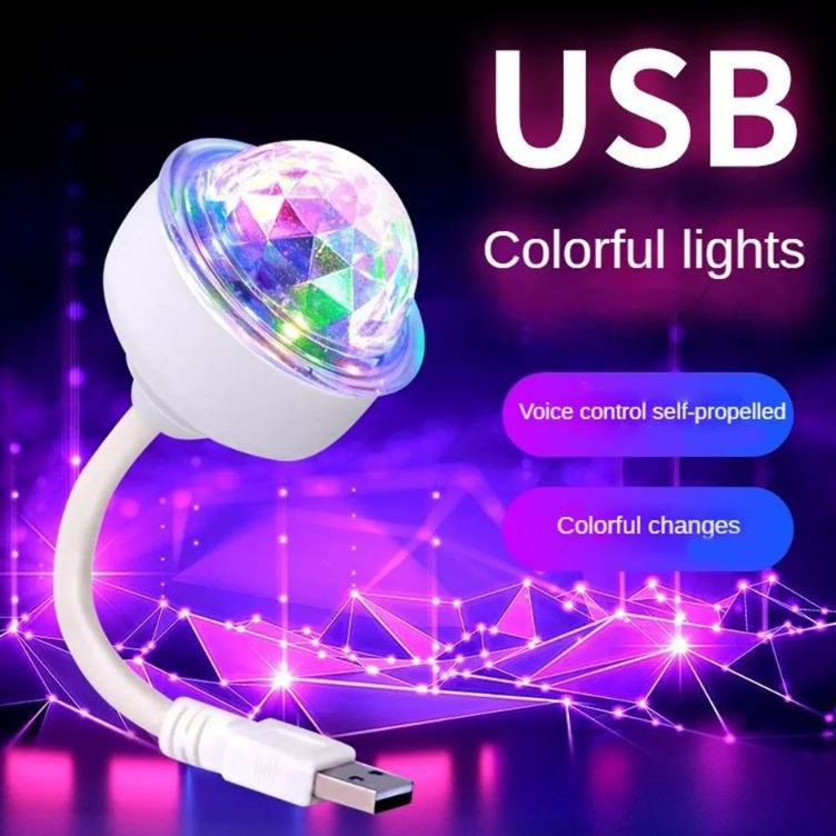 Mini USB Lampu Disco USB Lampu Bola Dj Sensor Suara Lampu Disco Joget