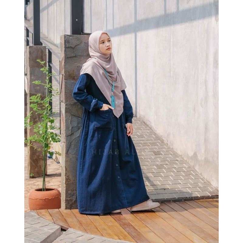 Gamis denim Pocket by Hijab Alila