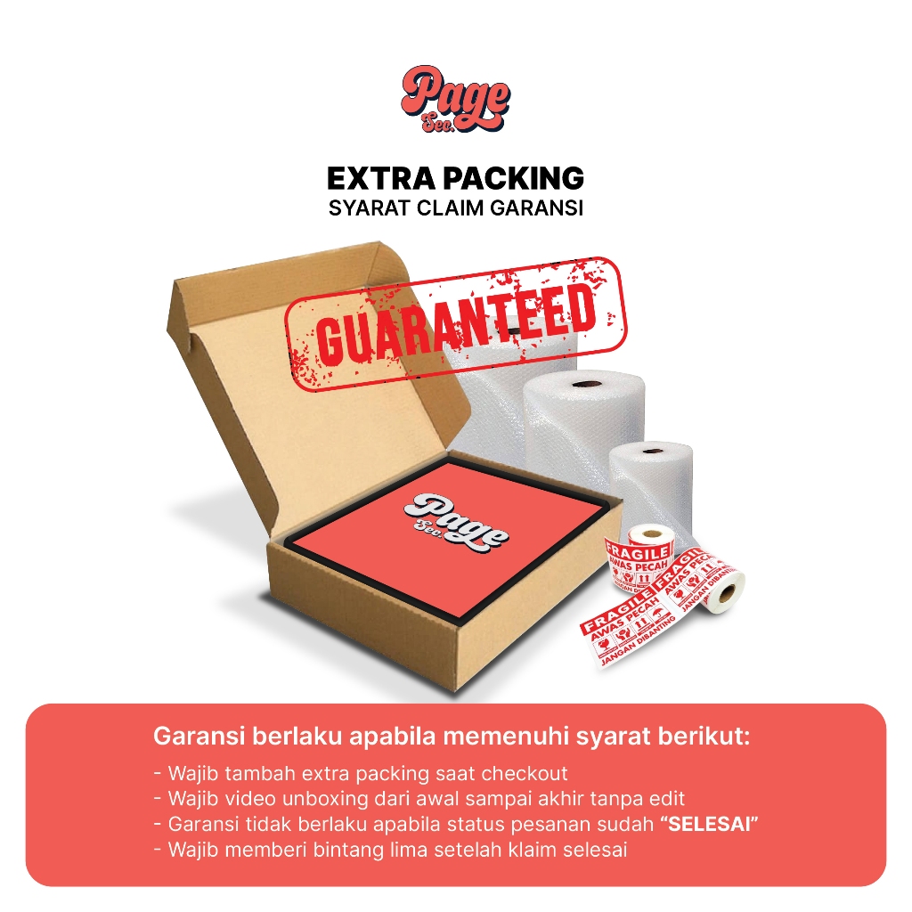 

Extra packing bubble warp + kardus untuk keamanan dan klaim garansi