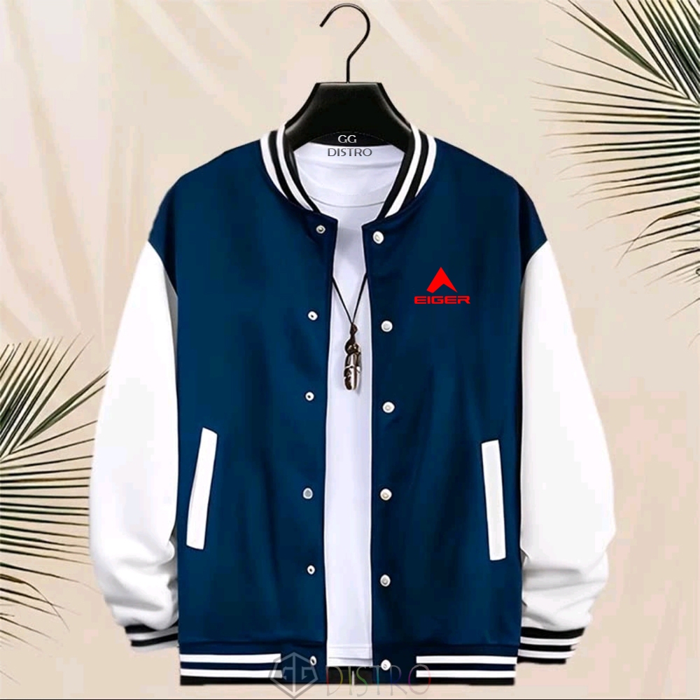 GG Distro - Unisex Jacket Baseball Kancing Jacket Varsity Mager Motif Red Jacket Pria Print