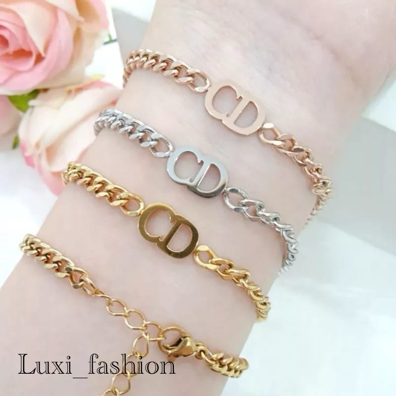 Gelang Rantai CD mirip emas asli anti karat tidak luntur Gelang korea