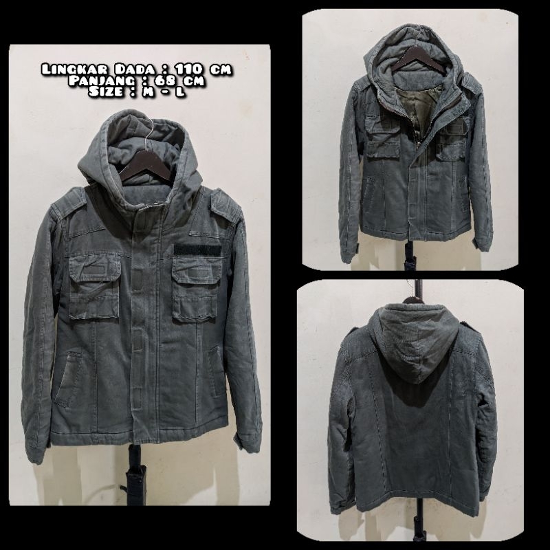 Jaket Parka Tebal M65 Military Warna Hijau Army Second Original