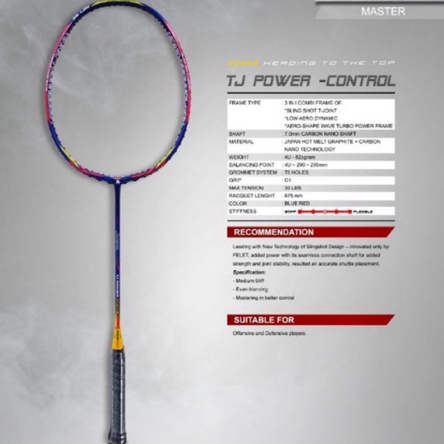 RAKET BADMINTON FELET TJ POWER SPEED CONTROL TJ POWER Original