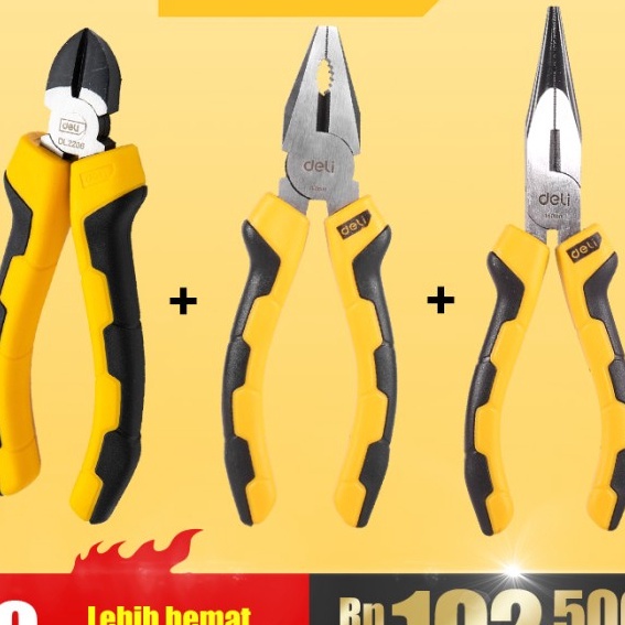 HJ6 Deli Tang Set  Tang Kombinasi Tang Lancip Tang Potong 1 Set 6 inch