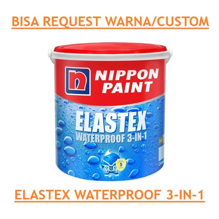 [4 KG] CAT TEMBOK EKSTERIOR/CAT PELAPIS WATERPROOFING ELASTEX WATERPROOF 3 IN 1 NIPPON PAINT