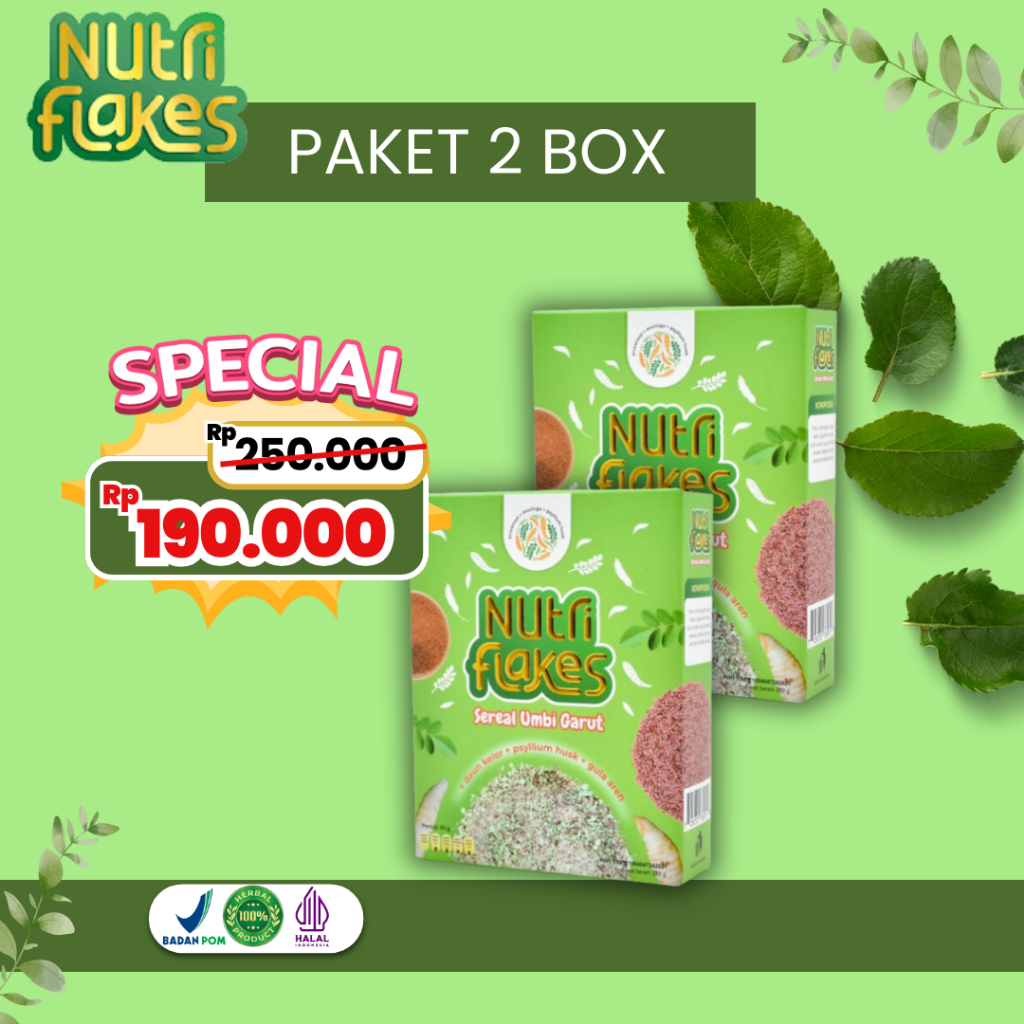 

Nutriflakes Original PAKET 2 BOX - Makanan Sarapan Sereal Perbaiki Sistem Pencernaan
