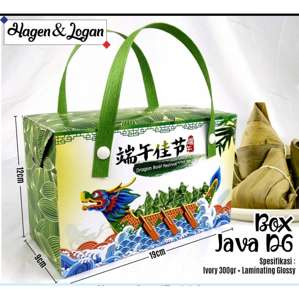 

box java dragon boat festival untuk bacang kemasan 12 x 9 x 12 cm