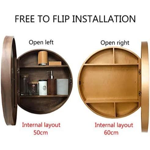 Round Cabinet Mirror / Cermin Kamar Mandi / Rak Cermin / Cermin Kabinet