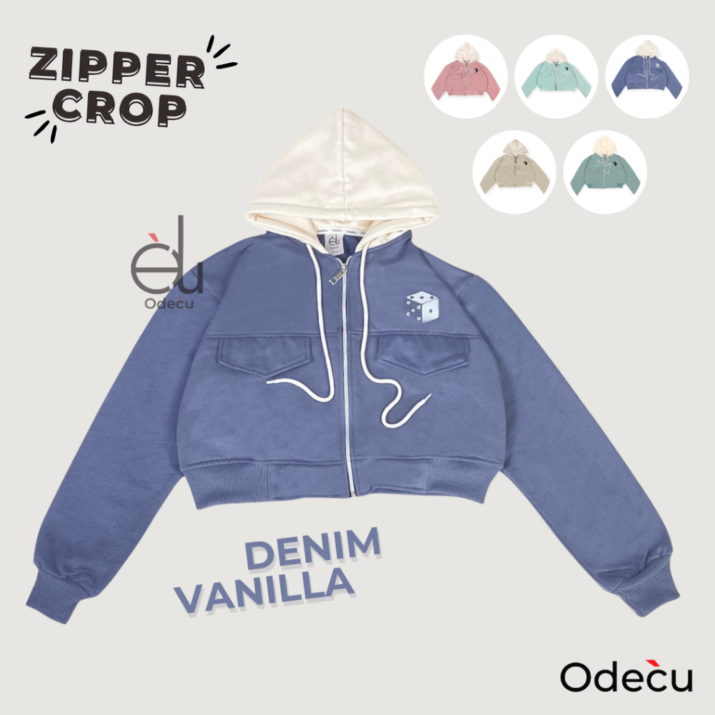 ODECU - Hoodie Zipper Crop Premium Fleece Wanita Oversize