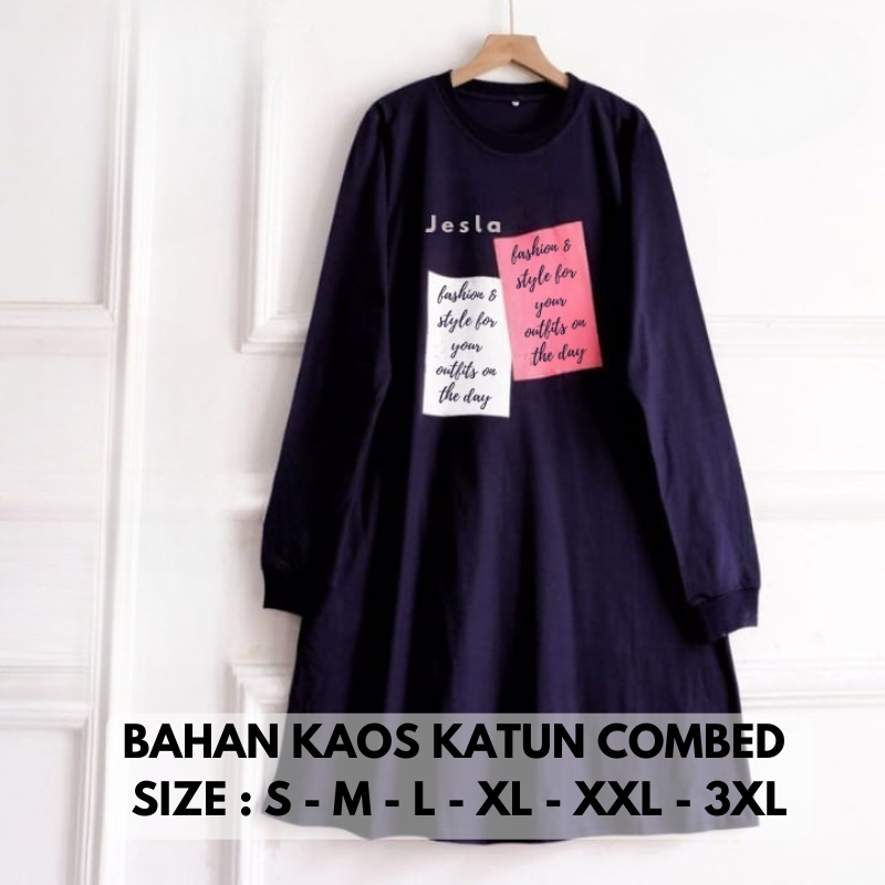 Baju Atasan Wanita Rita Tunik BO Bahan Kaos Katun Combed Aplikasi Sablon Size  S M L XL XXL XXXL Tun