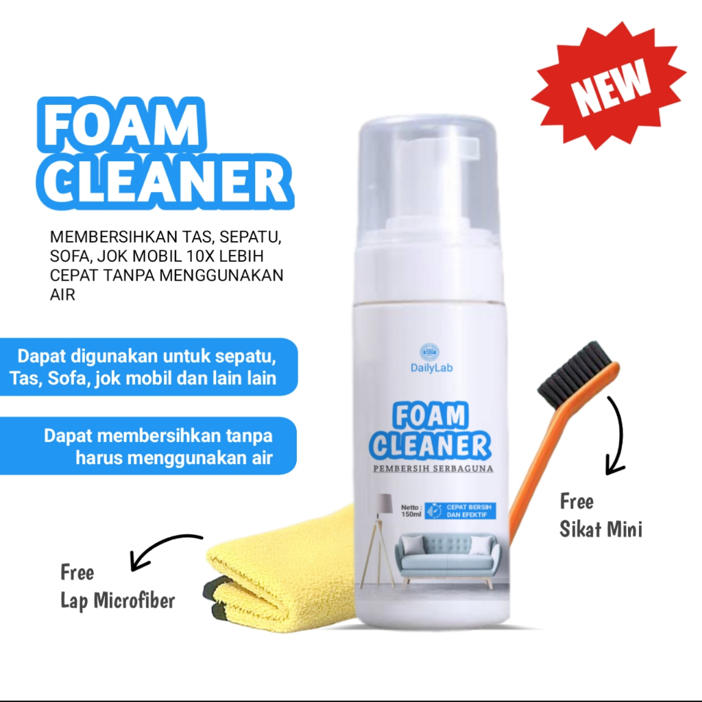 Foam Cleaner Pembersih Busa Serbaguna untuk Tas, Sepatu, Dinding, Interior, Bonus Kain Microfiber