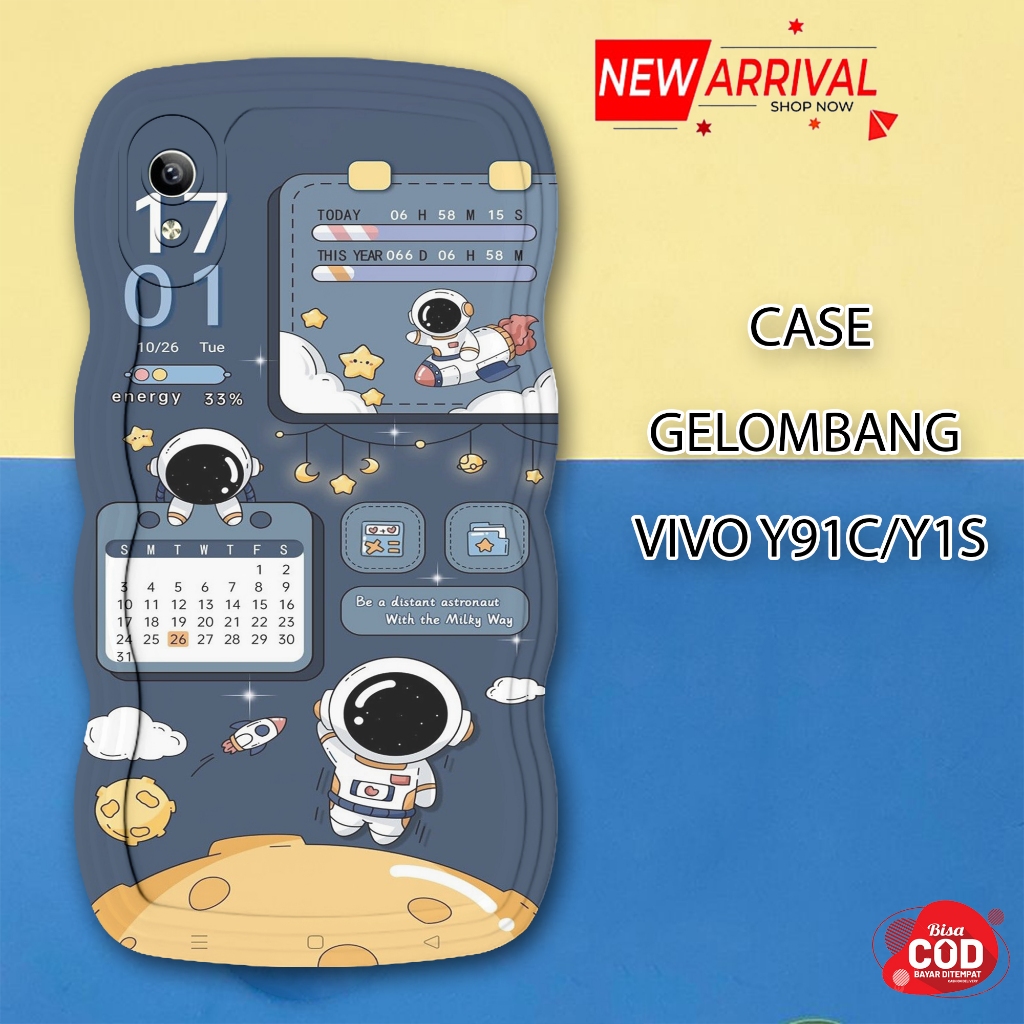 Soft Case GELOMBANG Hp Vivo Y91C - Vivo Y1S - Case Pro Camera - Fashion Case Motif Astronot - Casing