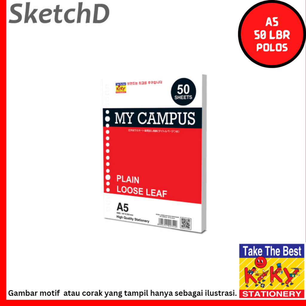 

Kertas Binder File A5 POLOS TIDAK BERGARIS Kiky Loose Leaf Plain 50 lembar