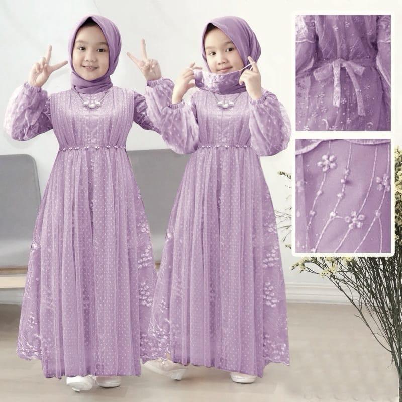 Gamis Anak EILIYAH Pakaian Muslim Anak Kekinian Kondangan Dres Lebaran Seragam Ukuran S M L XL