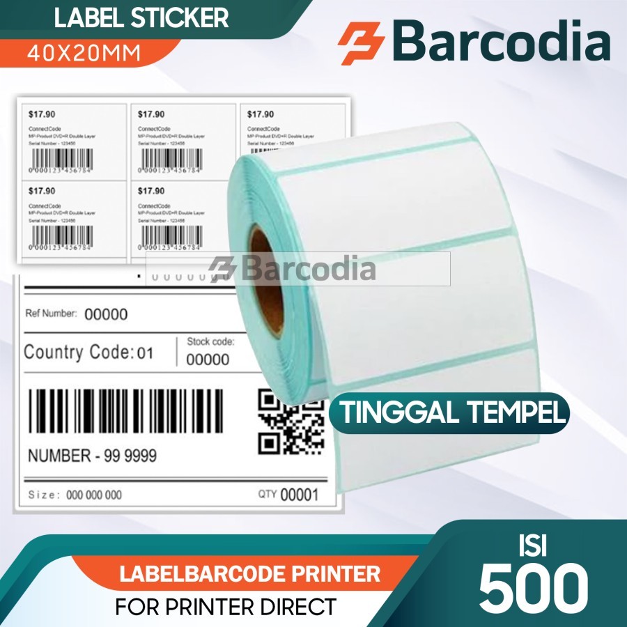 

LABEL PRINTER BARCODE 40X20mm - 40X20 mm - 1 LINE THERMAL LABEL ISI 500 STIKER BARCODE THERMAL