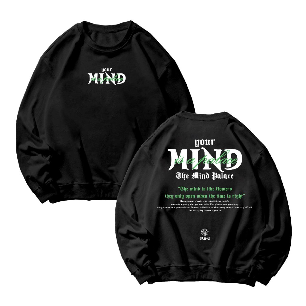 BUNZ Basic Sweater Crewneck Long Sleeve THE MIND PALACE Size M-XXL Unisex ( Pria & Wanita )
