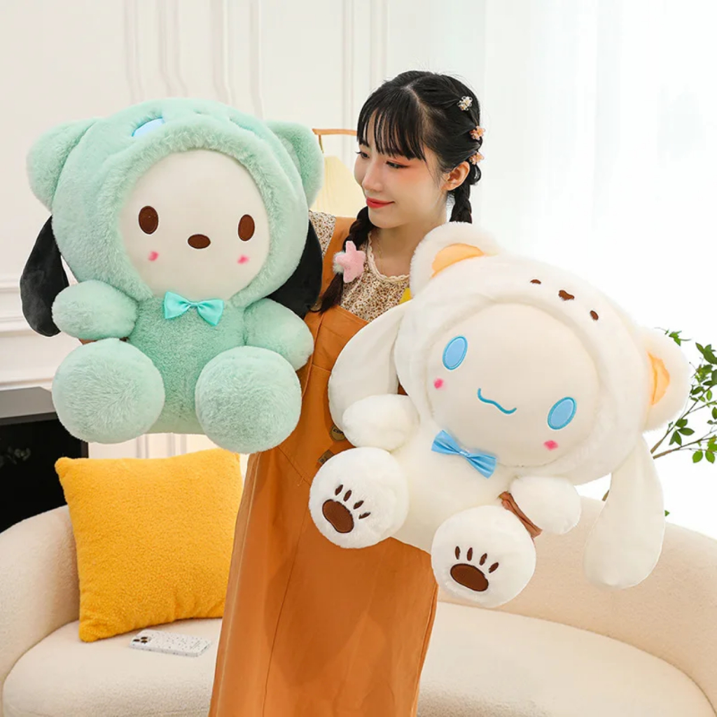 Boneka Sanrio Cinamoroll Kuromi Pochacco Jade Dog Kuromi Dressing Doll Plush Toy Animal Birthday
