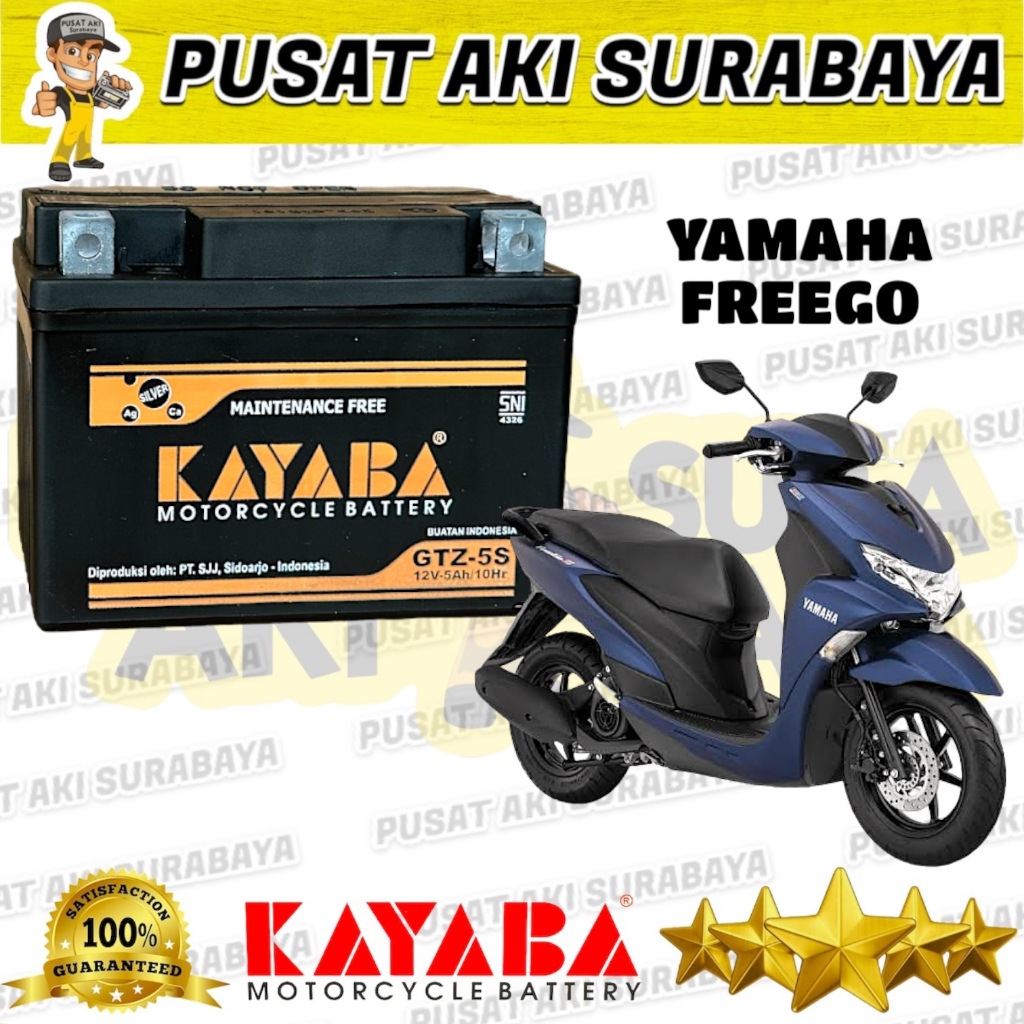 AKI BARU MOTOR FREEGO KAYABA GTZ5S MF AKI 5 AMPER TERBAIK UNTUK MOTOR ADDRESS ARASHI MTZ5S GTZ4V YTZ