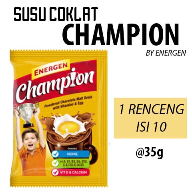 

KODE PRODUK RRQNL4642 Susu champion by energen 1renteng 1pcs