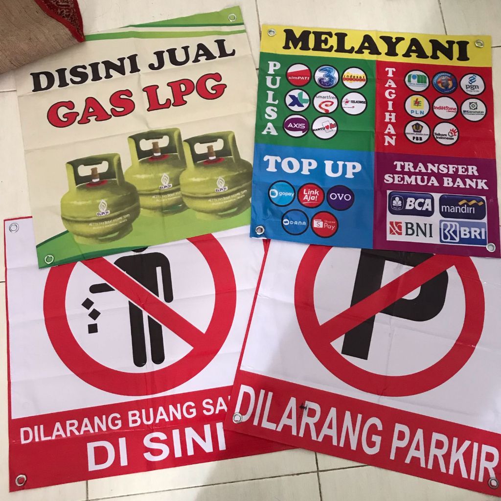 READY Banner Spanduk 50cm dilarang parkir | Banner dilarang buang sampah | Banner Jual LPG | Banner 