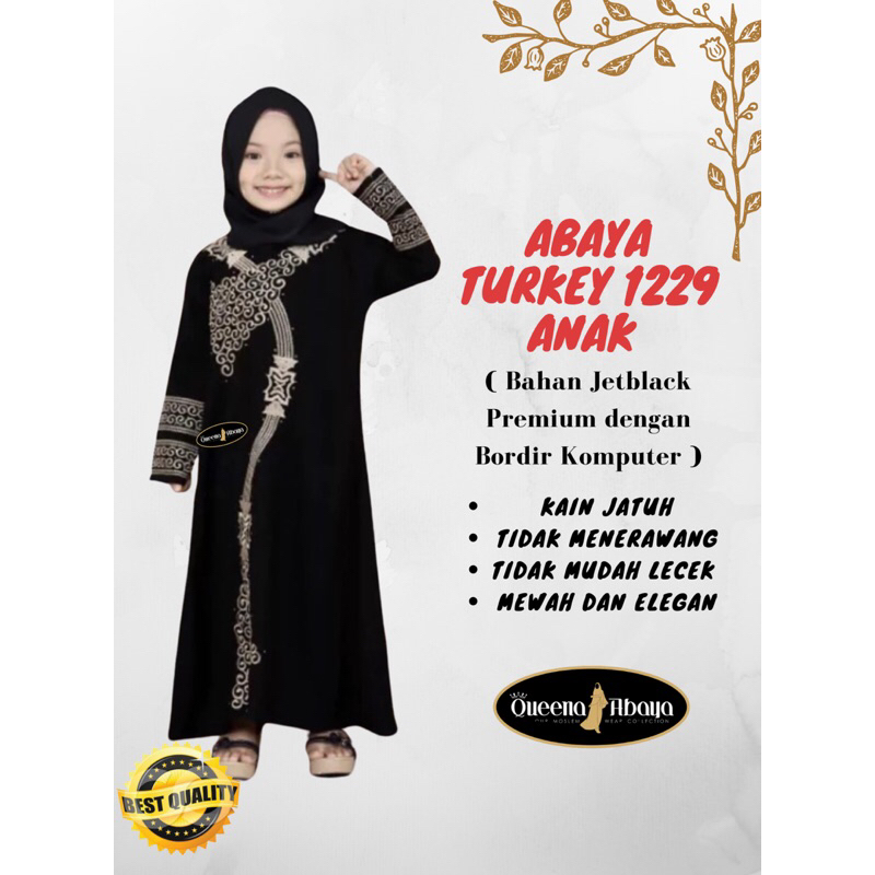 Gamis Anak Abaya Dress Kids Hitam Bahan Jetblack Bordir Bestseller Gamis Anak Perempuan TK SD Abaya 