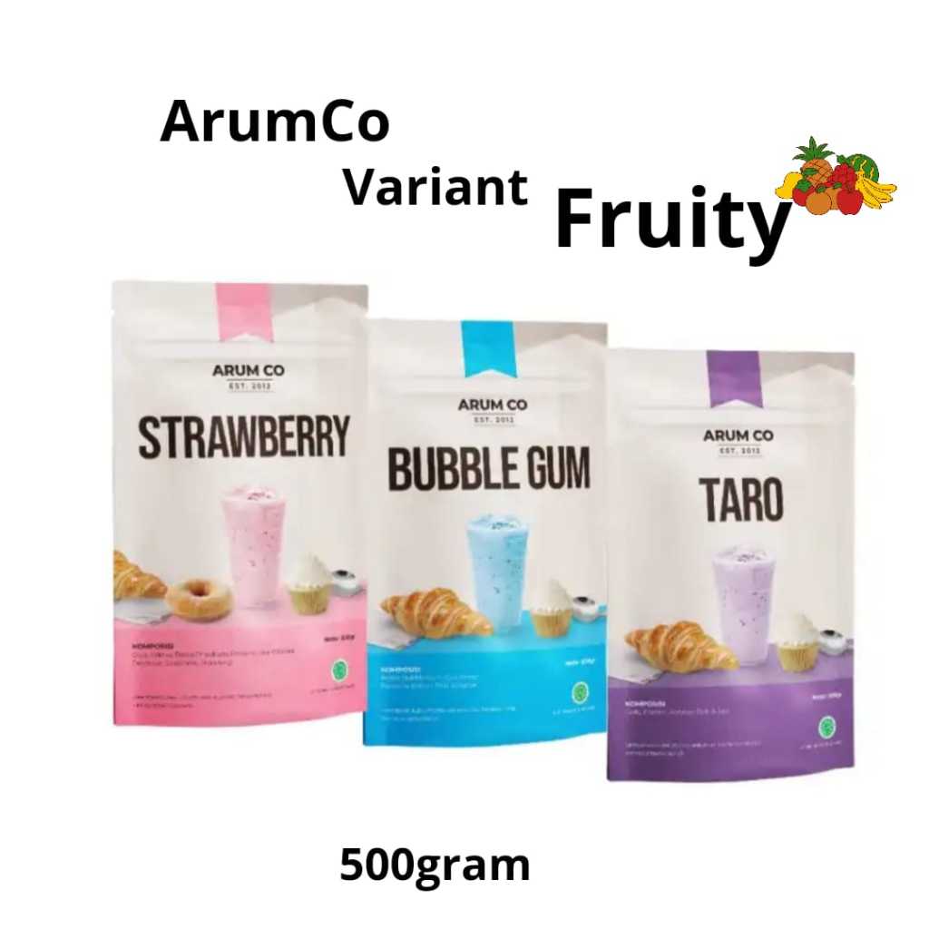 

ARUM CO 500 gr-SERBUK MINUMAN DAN MAKANAN-POWDER DRINK-VARIAN RASA FRUITY-KIOS BAHAN KUE