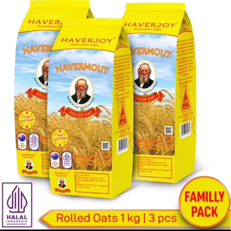 

Haverjoy family pack rolled oats 1kg - 3 pcs