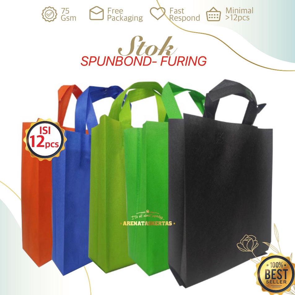 

Best Tas Spunbond Polos 12pcs 25x35x8cm HLS Goodie bag Tas Furing Tas Souvenir Promosi Tas Ulangtahun Lusinan