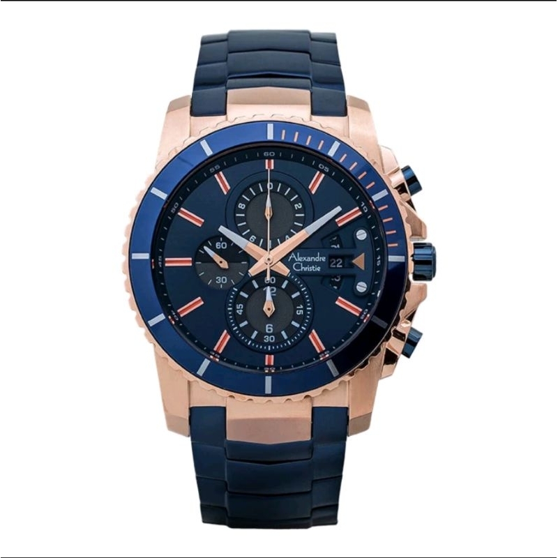 Alexander Christie AC 6455 AC6455 Jam Tangan Pria Chronograph MC Men Blue Stainless Original Garansi