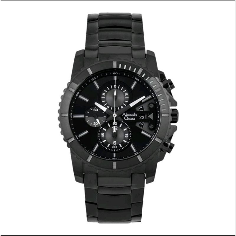 Alexander Christie AC 6455 AC6455 Jam Tangan Pria Chronograph MC Men Black Stainless Original Garans