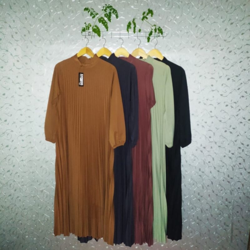 GAMIS PLISKET PREMIUM || INNER PLISKET LENGAN PANJANG (Bahan koshibo crepe premium)