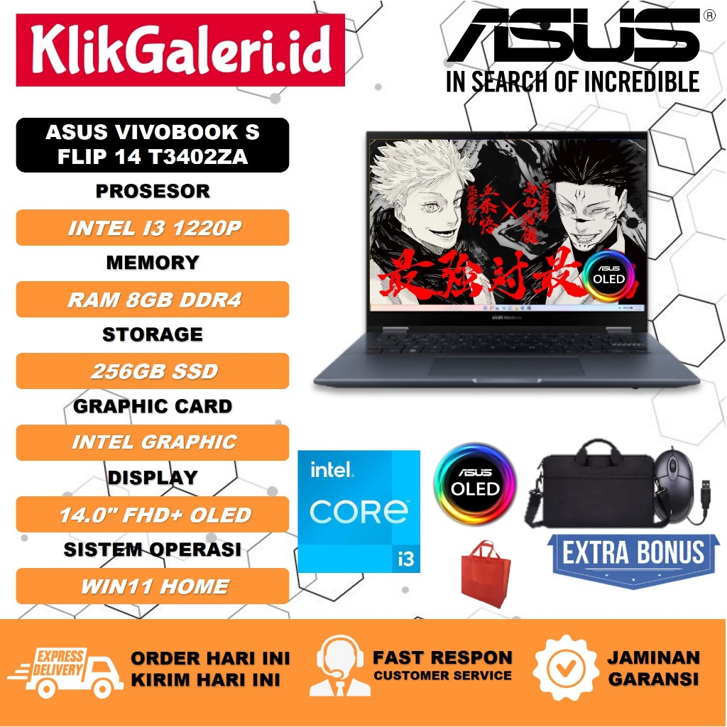 Asus Vivobook S Flip 14 TP3402ZA i3 1220P 8GB 512GB Oled Touchscreen