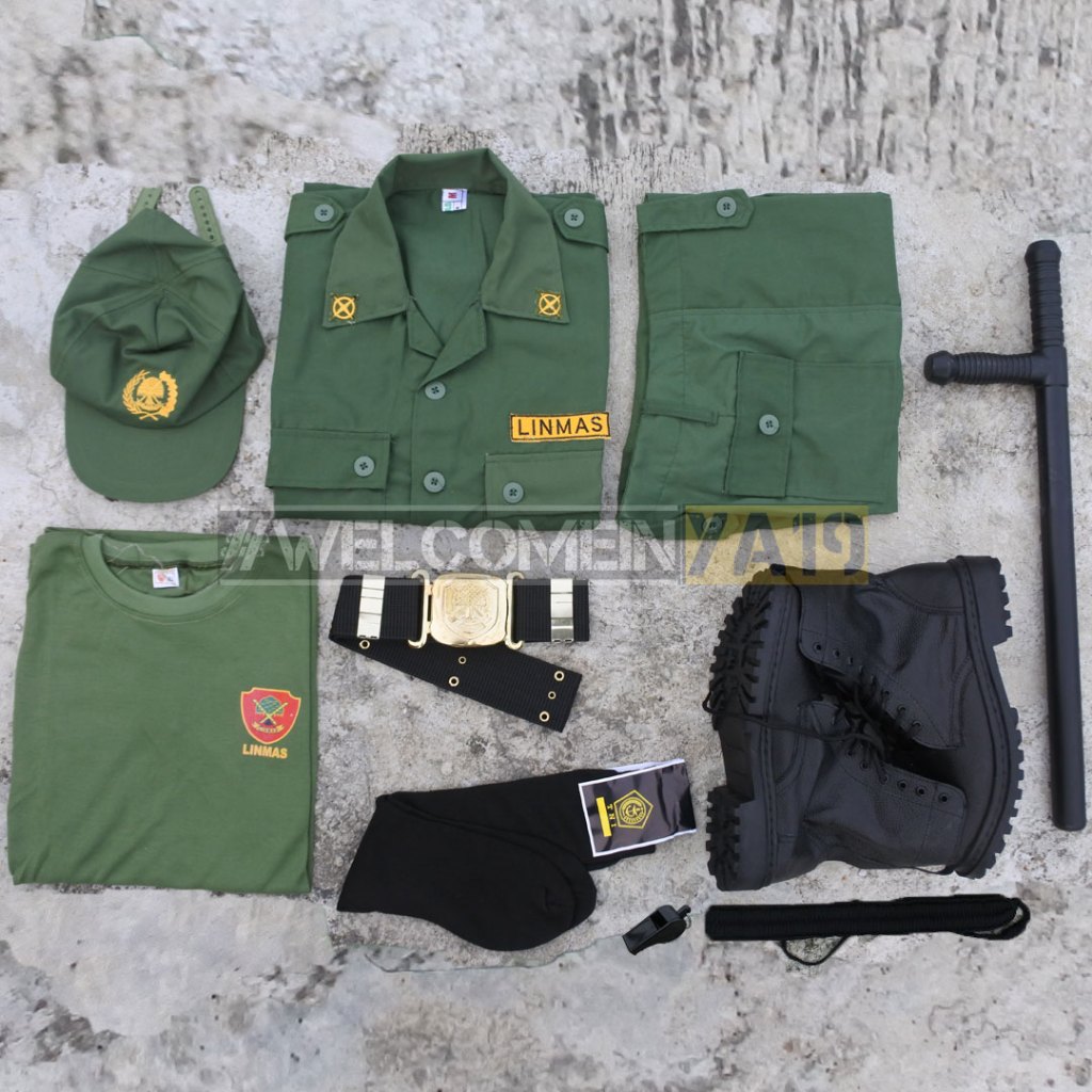 Seragam Linmas Exclusive Lengkap / Setelan Linmas Fullset / Free Kaos Kaki + Talikur Pluit