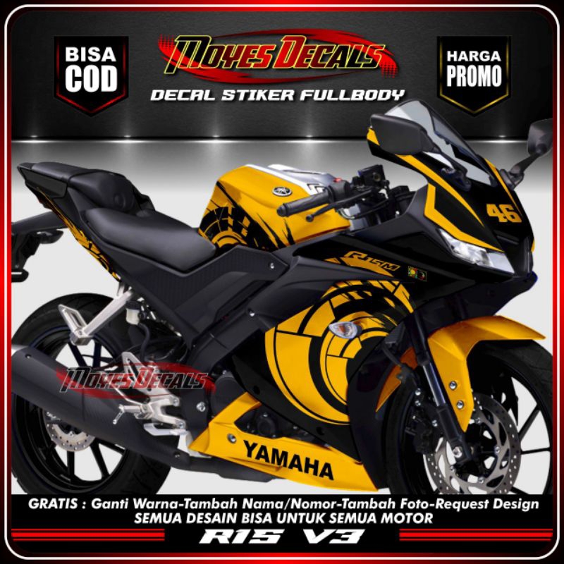 Decal Yamaha R15 V3 Full Body ,Decal sticker Yamaha R15 V3 motif VR46
